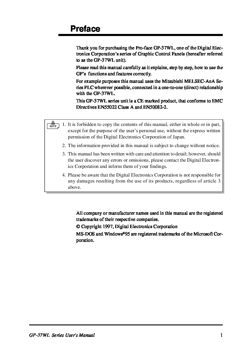 First Page Image of GP37W-LG11-24V User Manual.pdf